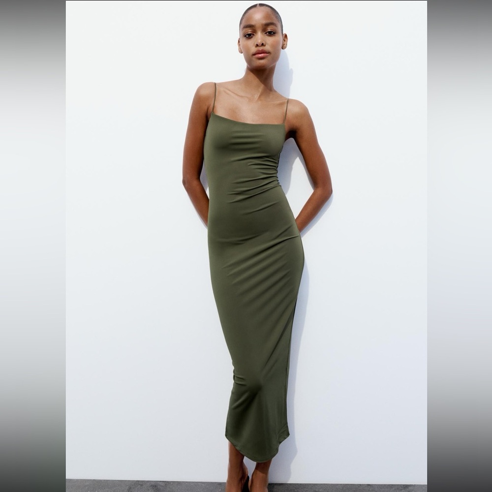 Zara Long Fitted Green Dress